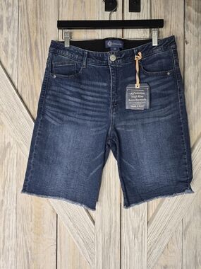 NWT Democracy High Rise Retro Bermuda Shorts - Dark Blue Denim Size 12